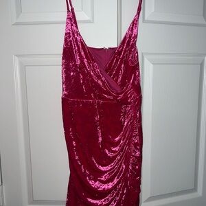 Lulu's Fuchsia Velvet Backless Dress